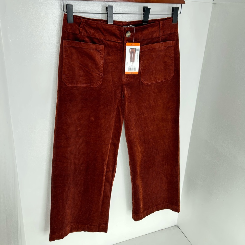 Matty M Wide Leg Corduroy Pants NWT Womens Size XXL High Rise Brick Boho 36x27 - Picture 3 of 14